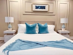 Relax into plush linens and designer pillows, the perfect haven after a day of adventure or travel