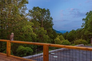 Beautiful mountain views at twilight from the wraparound deck