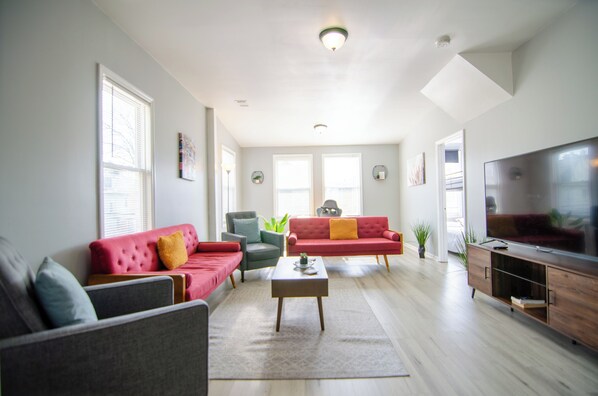 Bright, cozy living room for relaxing moments