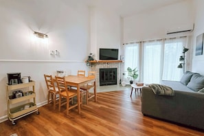 Living room with electric fireplace