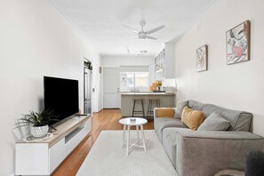 Living room with Kitchen view