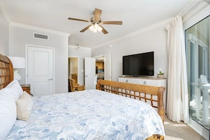 Gulf front master bedroom with a king size bed.