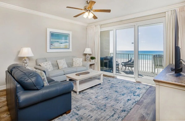 Gulf front living room.