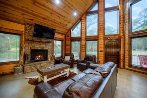 Unwind in the cozy living room & stream your favorites on the smart TV