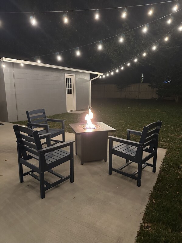Enjoy a fire on the patio after a long day of exploring Pensacola!