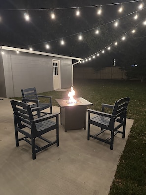 Enjoy a fire on the patio after a long day of exploring Pensacola!