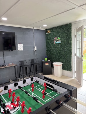 Mini Fridge and Bluetooth speaker for use in the garage, just select your music!