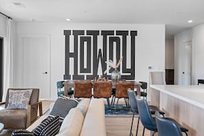 Seamlessly connected kitchen, dining, and living areas – perfect for socializing