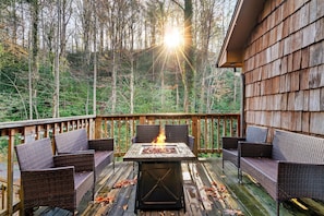 Enjoy stunning views from the patio, your own outdoor retreat.