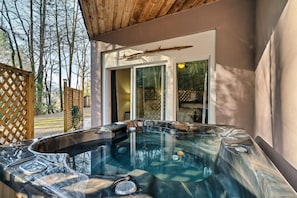 Soak away your stress in this luxurious, inviting hot tub.