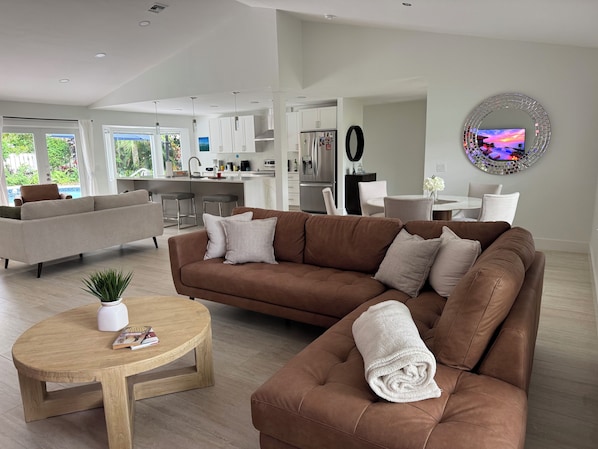 Watch your favorite movies and shows while relaxing on the new sectional.