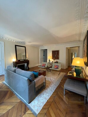 Living room with fireplace