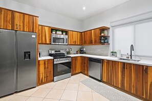 The updated kitchen has full-size appliances, including a dishwasher and large fridge.  Enjoy all of the amenities of home!
