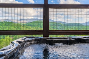 Soak morning noon and night in the hot tub on the back deck!