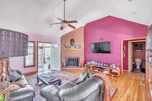Living room and fireplace