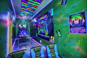 The kids (and kids-at-heart) won’t want to leave this vibrant gaming zone