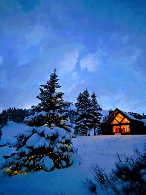 Snowy night in October