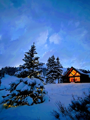 Snowy night in October