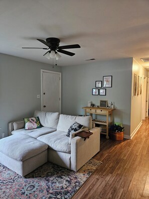 Living room with deep couch