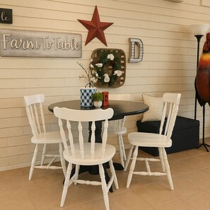 Cozy farmhouse dining nook ready for small gatherings