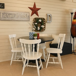 Cozy farmhouse dining nook ready for small gatherings