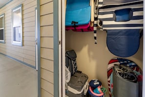 The storage closet provides all of your beach essentials