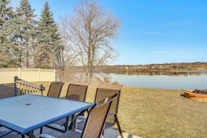 Patio | Outdoor Dining Area | Belleville Lake Views