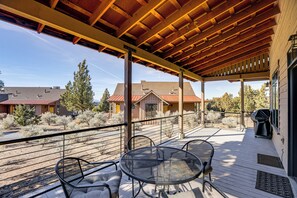 Cabin Exterior | Furnished Deck | Dining Area | Gas Grill
