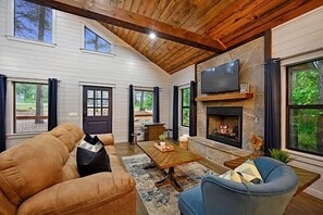 Comfortable queen sleeper in living area
