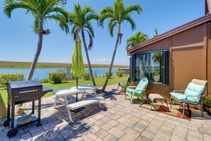 Furnished Patio | Grill | Outdoor Dining Area | Lake Views