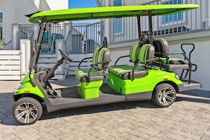 Golf cart available for rent.