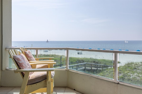 Beach front balcony with seating