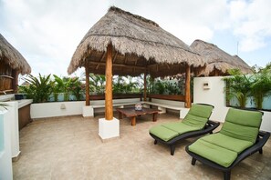 Private Rooftop with Sun Loungers, Palapa with Lounge Seats, Kitchenette with Sink and Jacuzzi