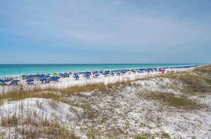Bask in the beauty of Miramar Beach—where powder-soft white sand meets stunning emerald waters, just a short walk from your vacation home.