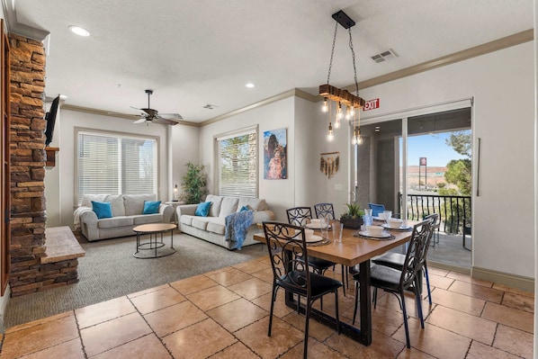 Open living and dining area 