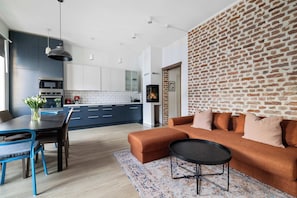 Open-plan living space with a modern aesthetic.