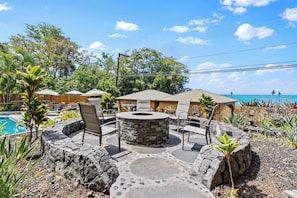 Get warm by the fire pit