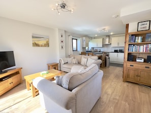 Open plan living dining Kitchen at Field View Holiday Cottage , Padstow North Cornwall