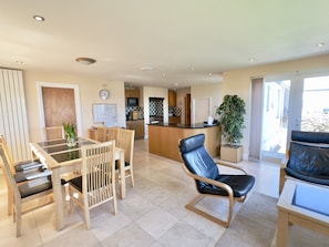 Dining area and kitchen of Pendennis Holiday Cottage, Padstow, North Cornwall