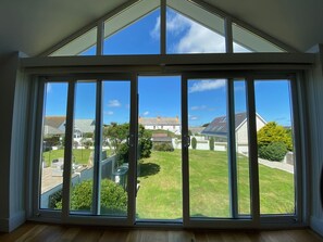 View of rear garden from inside of Boskilly, Padstow, North Cornwall