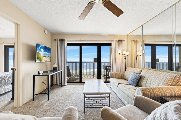 living room with sleeper sofa