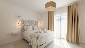 Cozy yet refined, the second bedroom offers plush bedding, warm light, and minimalist elegance.
#FamilyFriendlyStay #ObidosEscape #BoutiqueVilla