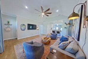 Living room facing kitchen