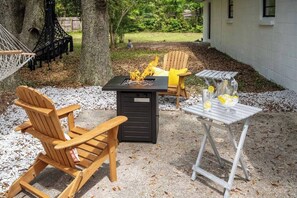 Enjoy relaxing by the fire or making some s'mores!  