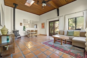 Living room is open and connected to the kitchen nook
