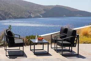 Endearing Crete Beachfront Villa | Villa Minoan Horizon | 5 Bedrooms | Breathtaking Sea Views | Private Pool | Private Furnished Terrace with BBQ Facilities and Shaded Outdoor Dining Area | Prime Location | Heraklion