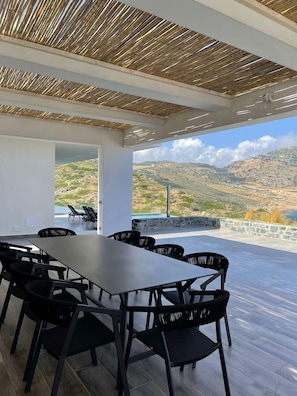 Lavish Crete Beachfront Villa | Villa Knossos Pearl | 5 Bedrooms | Breathtaking Sea Views | Private Pool | Private Furnished Terrace with BBQ Facilities and Shaded Outdoor Dining Area | Prime Location | Heraklion