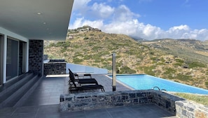 Lavish Crete Beachfront Villa | Villa Knossos Pearl | 5 Bedrooms | Breathtaking Sea Views | Private Pool | Private Furnished Terrace with BBQ Facilities and Shaded Outdoor Dining Area | Prime Location | Heraklion