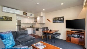 Living, dining, kitchen
