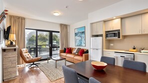 Living, dining, kitchen, terrace